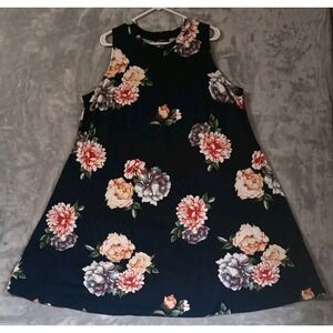 Fortune + Ivy Irene Dress 3X Sleeveless Midi Navy Blue Rose Floral Plus Size